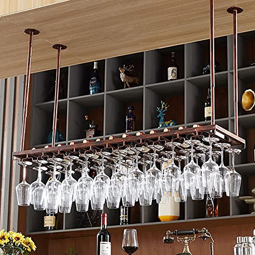 XCHSXYL Hängendes Weinregal, einfaches hängendes Weinglasregal aus Eisen, höhenverstellbares Aufbewahrungsregal, Weinflaschenhalter, an der Decke hängendes Weinglasregal aus Metall und Eisen, Kelch XCHSXYL Hängendes Weinregal, einfaches hängendes Weinglasregal aus Eisen, höhenverstellbares Aufbewahrungsregal, Weinflaschenhalter, an der Decke hängendes Weinglasregal aus Metall und Eisen, Kelch von XCHSXYL