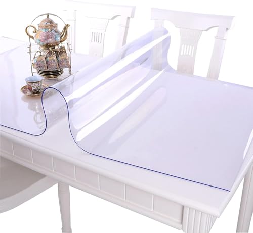 Tischdecke 1.5 mm Wasserdicht Transparent | Durchsichtige Tischfolie aus PVC | Rechteckiger Tischschutz, Schutzfolie Klar Hitzebeständig Abwischbar (100x140cm(39.37x55.12in)) von XCKJYDCDB