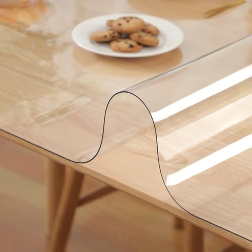 Tischdecke Transparent Tischfolie PVC 1.5 mm Tischschutz Tischmatt Küche Esszimmer Holz Möbel Schutzabdeckung (140x360cm(55.12x141.73in)) von XCKJYDCDB