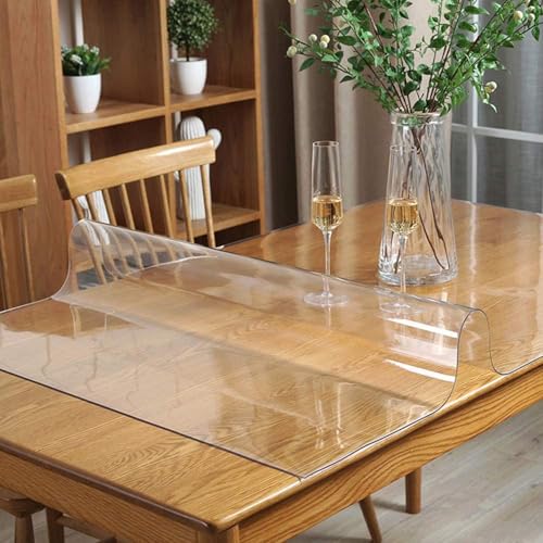 Tischfolie, 2 mm, PVC-Tischabdeckung, abwischbare Folie, transparente Tischdecke, Schutzfolie, Tischschutz, lebensmittelecht, transparenter Tischschutz (100 x 100 cm) von XCKJYDCDB