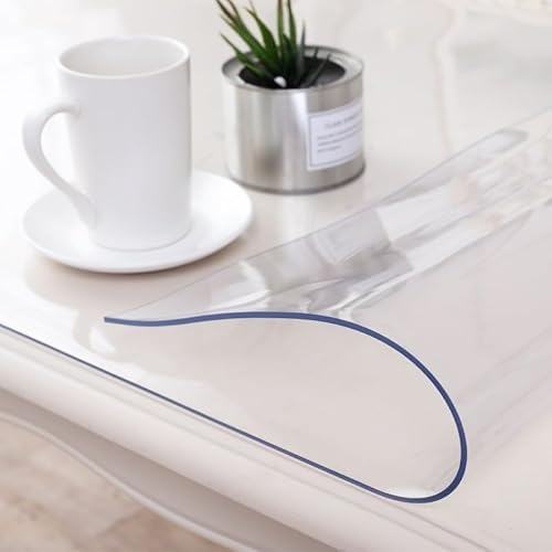 Tischfolie 2 mm Tischdecke transparent wasserdicht, Tischschutz Folie abwaschbar, durchsichtige Schutzfolie Hochglanz Folie für Tisch glasklar aus PVC (100x100cm/39.37x39.37in) von XCKJYDCDB