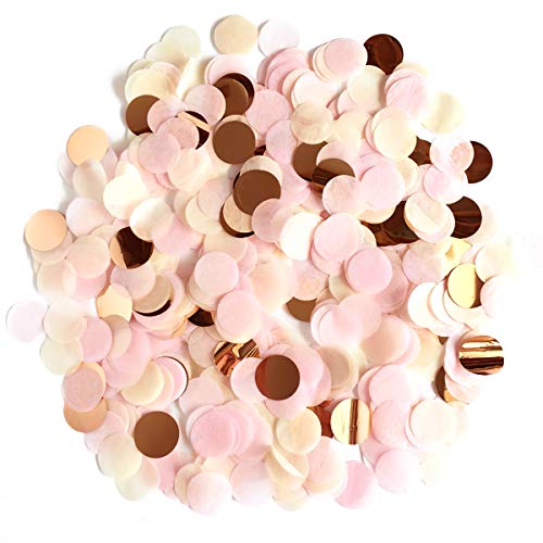 XCOZU 1500 Stück Konfetti Rosa, 1cm Rosegold Konfetti Papier für Hochzeit Valentinstag Tischdeko Geburtstag Party, Rund Seidenpapier Tisch Konfetti für Ballons 30g von XCOZU