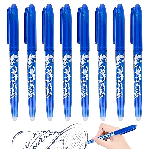 XCRPRT Radierbarer Kugelschreiber Gelschreiber, 8 Tintenroller, Blau Iöschbare Stifte, Erasable Pen, 0.5mm Radierstift Kugelschreiber, Friction Stifte für Schulsachen Bürobedarf Studenten von XCRPRT