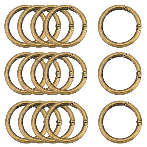 XCSJ 15 Stück Runde Karabiner 39mm Sehr Robust Zinklegierung Runde Karabiner Ring Karabinerhaken Rund Karabiner Rund O Ring für Schlüsselanhänger, Tasche, Schmuck, Diy Handwerk Machen (Bronze) von XCSJ