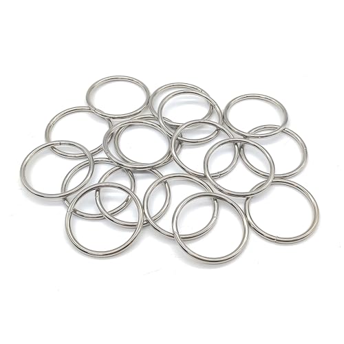 XCSJ 20 Pcs O Ringe Metall 38 mm, Rundringe Nicht Verschweißte O-Ring für Taschen, Gürtel, Hundeleine, Kleidung, DIY Handwerk (Silber) von XCSJ