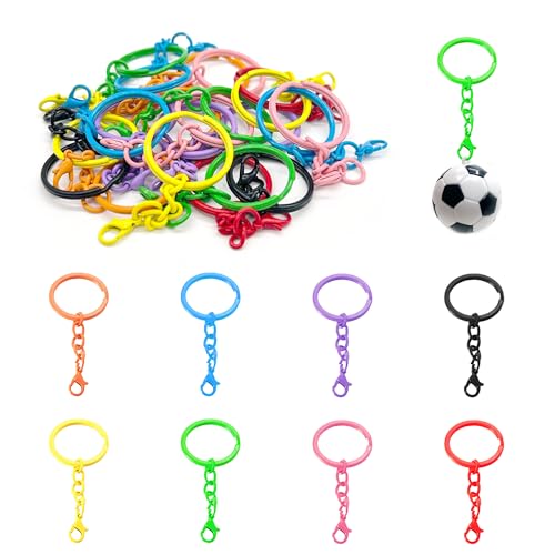 XCSJ 24 Stück Schlüsselring mit Kette Karabinerverschluss Schlüsselringe 25mm Schlüsselanhänger Kette Key Rings Metall Bunt Schlüsselringe für Schlüssel, Basteln, DIY Schmuckherstellung (8 Farben) von XCSJ