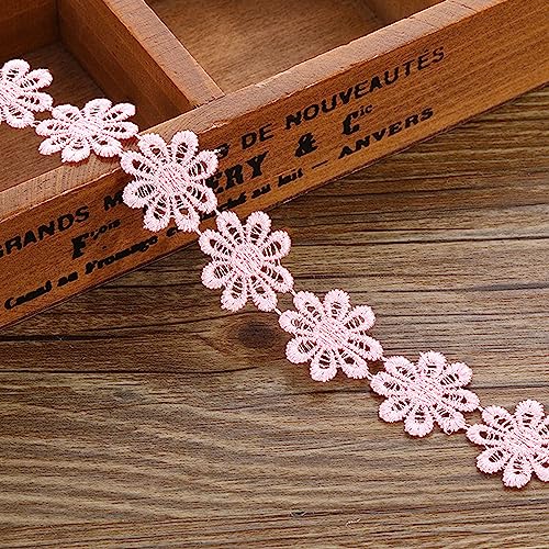 XCSJ 5 Yard 25mm Blumen Spitzenband Spitzenborte Stickerei Dekoband Zierband Borten Bänder Blumenband Gänseblümchen Dekoband Spitzen Spitzenborte Für Hochzeit Deko Handwerk Nähen Deko (Ganz rosa) von XCSJ