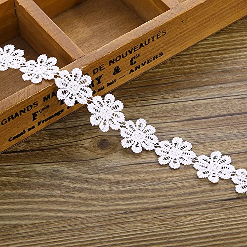 XCSJ 5 Yard 25mm Blumen Spitzenband Spitzenborte Stickerei Dekoband Zierband Borten Bänder Blumenband Gänseblümchen Dekoband Spitzen Spitzenborte Für Hochzeit Deko Handwerk Nähen Deko (Weiß) von XCSJ