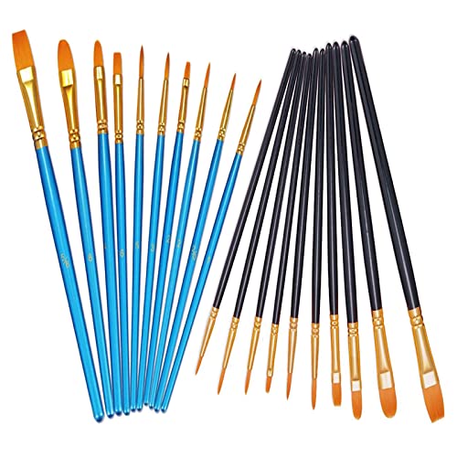 20 Stück für Aquarell Pinsel Premium Nylon Acrylfarben Pinsel Ölmalpinsel für Malerei Hölzernen Griff Pinsel Professional Artist Ölpinsel Perfektes Detail Pinsel für Anfänger(Schwarz Und Blau) von XCVCVB