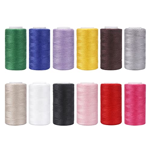 XCZYN 12 Spulen Polyester Mehrzweck Nähgarne Bunte Bunte Vorgewickelte Spule Garn 382Yard/350m Jede Spule Für Stick- und Nähmaschine DIY Stickgarn Nähgarn von XCZYN