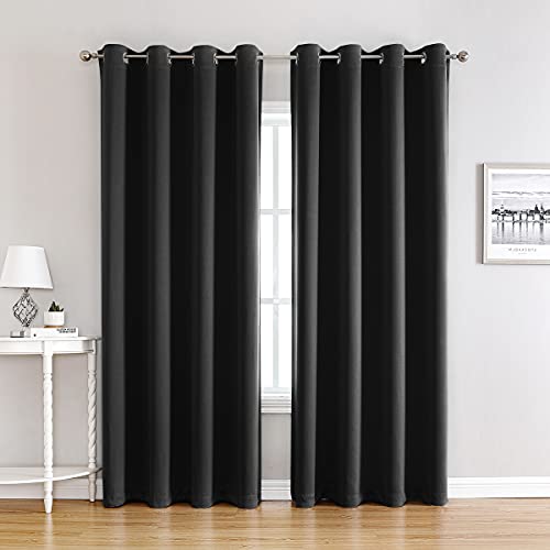 XDAILUYYDS Verdunklungsvorhänge Schiebevorhänge mit Ösen Blickdichte Gardinen Schlafzimmer Curtains Blackout Vorhang Wärmeisolierend 140 * 240cmx2pcs (schwarz) von XDAILUYYDS