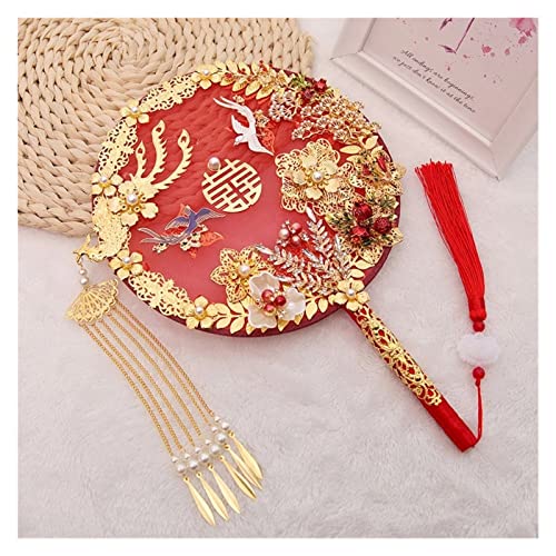 XDAWQP Goldener Phönix-Blumenstrauß Für Chinesische Bräute, Fächerform, Künstliche Blumen, Kristallmetall, Hochzeitsschmuck, Zubehör (D)，D von XDAWQP