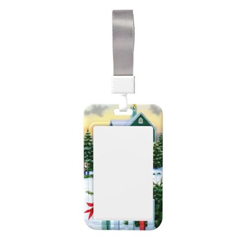 Weihnachts-Briefkasten und Geschenkband, 7 x 11 cm, Ausweishalter, übergroß, vertikal, transparent, Namensschild, Ausweishalter mit Umhängeband für Reisepass, Ausweis, Büro und Schule, Geschäft von XDCYWBZDBC