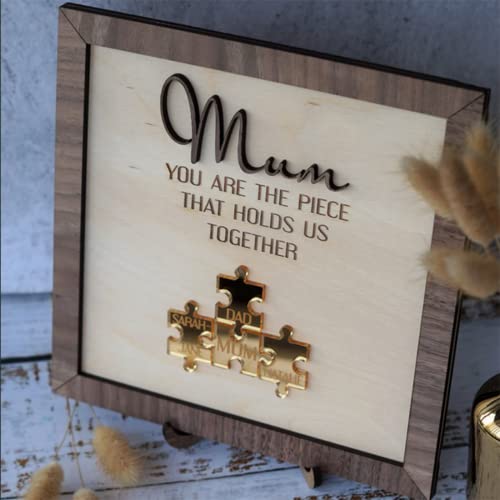 Personalisiertes Mutter-Puzzle-Namensschild, individuelles Familien-Holz-/Metallstück, personalisierter Bilderrahmen mit Namen, Geschenke für Mutter, Oma von Tochter, Sohn, Muttertag (2 Puzzles, 38 x von XDE