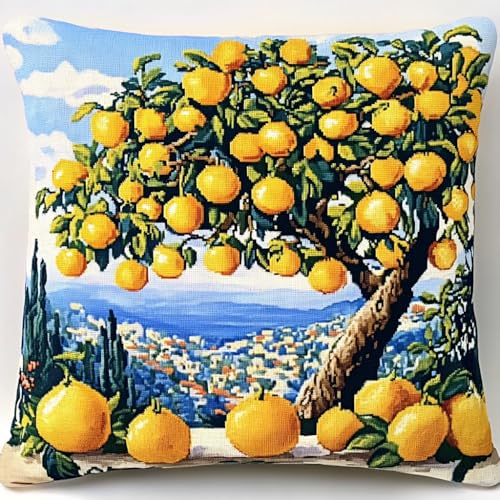 XDEGHUANGSS Knüpfkissen Knüpfset Für Kinder und Erwachsene zum Selber Knüpfen Kissenbezug DIY Knüpfen Kissen mit Bedrucktem Leinwandmuster,Latch Hook Dekokissen kit 43x43cm,Zitronenbaum XDEGHUANGSS Knüpfkissen Knüpfset Für Kinder und Erwachsene zum Selber Knüpfen Kissenbezug DIY Knüpfen Kissen mit Bedrucktem Leinwandmuster,Latch Hook Dekokissen kit 43x43cm,Zitronenbaum von XDEGHUANGSS