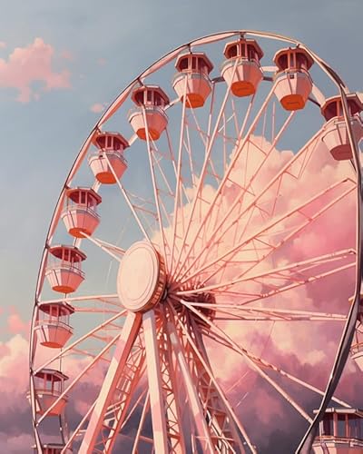 XDEGHUANGSS Kreuzstichset Riesenrad,Riesenrad im Vergnügungspark,Kreuzstichset zum Basteln,lustiges DIY-Hobby,perfekt als Heimdekoration,40x50 cm von XDEGHUANGSS