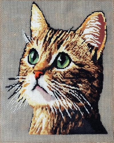 XDEGHUANGSS Kreuzstichset mit Tieren,süße Katzen,11-fädiges Stickset,komplettes Stickset zum Selbermachen mit gestempelten Mustern,40x50 cm von XDEGHUANGSS