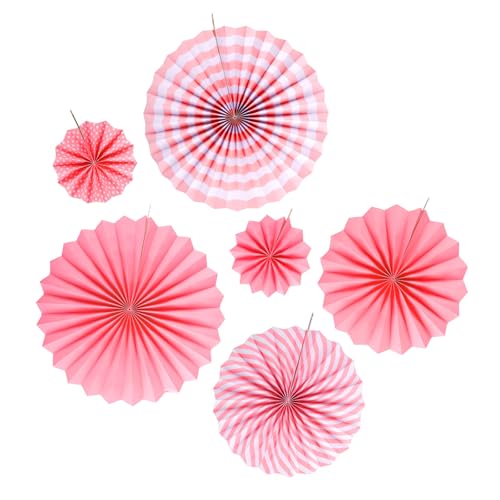 6er Set hängende Tissue Papier Fans Basteln, für Tischdeko, Geburtstag Party Geburtstagsgirlande, Home Decorations, Classroom Papierblumen Abschlussfeier Deko (Rosa) von XDGBGFN