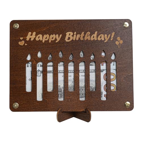 XDGBGFN Geldgeschenke Verpackung,Happy Birthday - Geldgeschenke Geburtstagz,Geldgeschenk aus Holz inkl. Ständer,Schlafzimmer, Geburtstag Esstisch Gartenparty Dekoration von XDGBGFN