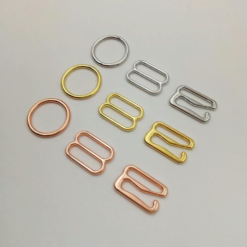 XDMING 100 Stück/Los Silber/Gold/Roségold BH O-Ring Schieber Haken Dessous Regler Unterwäsche Zubehör von XDMING