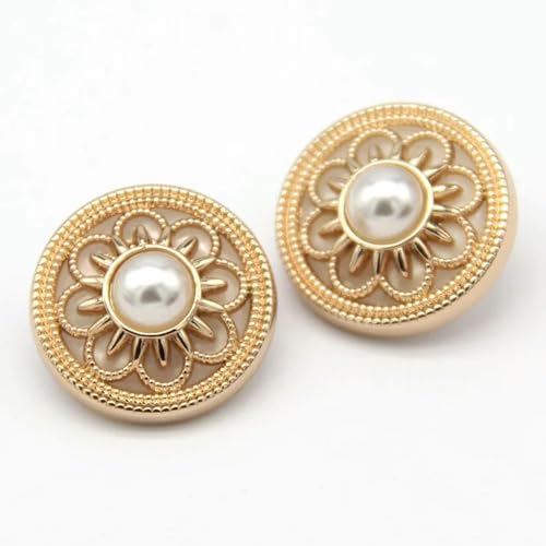 XDMING 25mm Runde Blume Perle Schmuck Gold Metall Knöpfe Für Kleidung Frauen Jacke Mantel Kleid DIY Handwerk Zubehör von XDMING