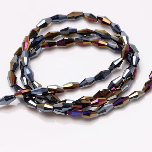 XDNHD Bunte Glasperlen zum Selbermachen, transparent, facettiert, Doppelkegel, für Schmuckherstellung, Armband, Halskette, 116–160 Stück, 3 x 6–4 x 12 mm von XDNHD