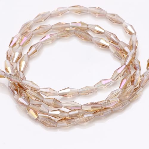 XDNHD Bunte Glasperlen zum Selbermachen, transparent, facettiert, Doppelkegel, für Schmuckherstellung, Armband, Halskette, 116–160 Stück, 3 x 6–4 x 12 mm von XDNHD