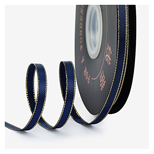 Band, weihnachtliches Satinband mit goldener Nahtkante, exquisites Geschenkband for Verpacken von Geschenken, Haarschleife, Trimmen, Nähen und anderen Bastelprojekten(Navy Blue) von XEIJAYI