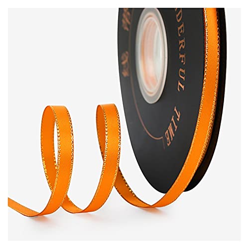 Band, weihnachtliches Satinband mit goldener Nahtkante, exquisites Geschenkband for Verpacken von Geschenken, Haarschleife, Trimmen, Nähen und anderen Bastelprojekten(Orange) von XEIJAYI