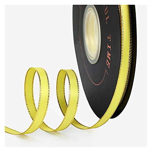 Band, weihnachtliches Satinband mit goldener Nahtkante, exquisites Geschenkband for Verpacken von Geschenken, Haarschleife, Trimmen, Nähen und anderen Bastelprojekten(Yellow) von XEIJAYI