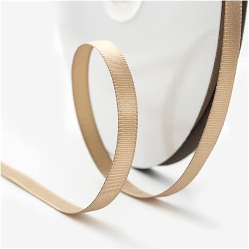 Satinband, 6 mm x 90 m, mehrfarbig, Haarband, Blumenstrauß, Krawatte, Geschenkband for Floristen, Blumen, Kunst und Handwerk, Verpacken (4 Stück)(Light Brown) von XEIJAYI