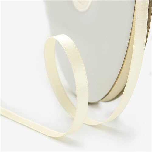 Satinband, 6 mm x 90 m, mehrfarbig, Haarband, Blumenstrauß, Krawatte, Geschenkband for Floristen, Blumen, Kunst und Handwerk, Verpacken (4 Stück)(Milky White) von XEIJAYI