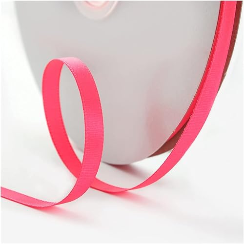 Satinband, 6 mm x 90 m, mehrfarbig, Haarband, Blumenstrauß, Krawatte, Geschenkband for Floristen, Blumen, Kunst und Handwerk, Verpacken (4 Stück)(Rose Red) von XEIJAYI