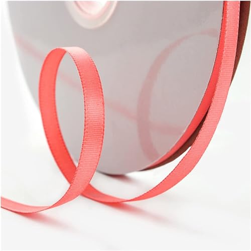 Satinband, 6 mm x 90 m, mehrfarbig, Haarband, Blumenstrauß, Krawatte, Geschenkband for Floristen, Blumen, Kunst und Handwerk, Verpacken (4 Stück)(Watermelon Red) von XEIJAYI