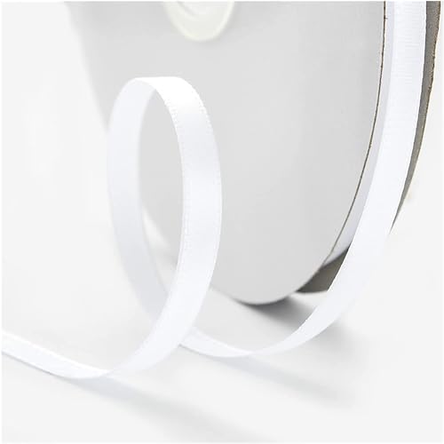 Satinband, 6 mm x 90 m, mehrfarbig, Haarband, Blumenstrauß, Krawatte, Geschenkband for Floristen, Blumen, Kunst und Handwerk, Verpacken (4 Stück)(White) von XEIJAYI