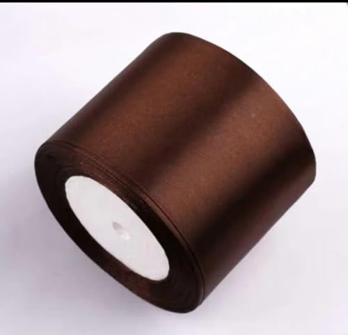 Satinband, 75 mm breit, Satinbandrolle, 22 m Länge, Geschenkband, Bastelband, Schleifen for Geschenkverpackung, Haarschleife, Trimmen, Nähen und andere Bastelprojekte, 1 Rolle(Coffee) von XEIJAYI