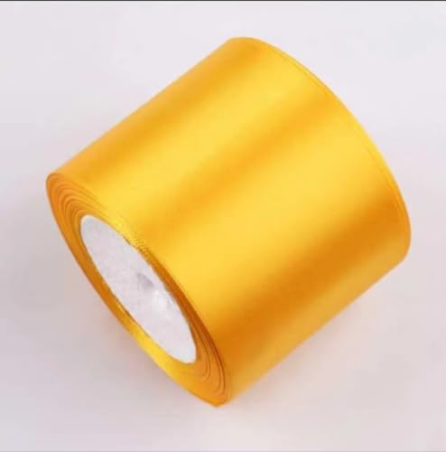 Satinband, 75 mm breit, Satinbandrolle, 22 m Länge, Geschenkband, Bastelband, Schleifen for Geschenkverpackung, Haarschleife, Trimmen, Nähen und andere Bastelprojekte, 1 Rolle(Gold) von XEIJAYI