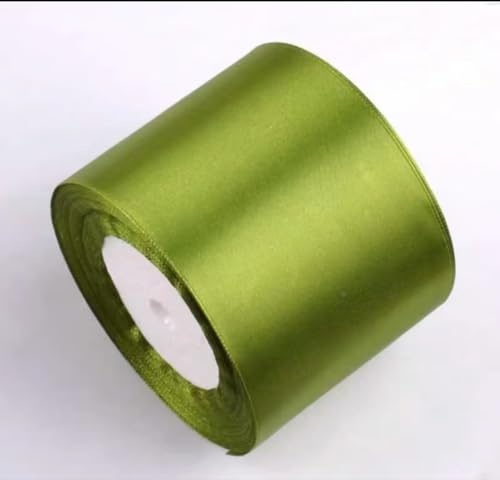 Satinband, 75 mm breit, Satinbandrolle, 22 m Länge, Geschenkband, Bastelband, Schleifen for Geschenkverpackung, Haarschleife, Trimmen, Nähen und andere Bastelprojekte, 1 Rolle(Grass Green) von XEIJAYI