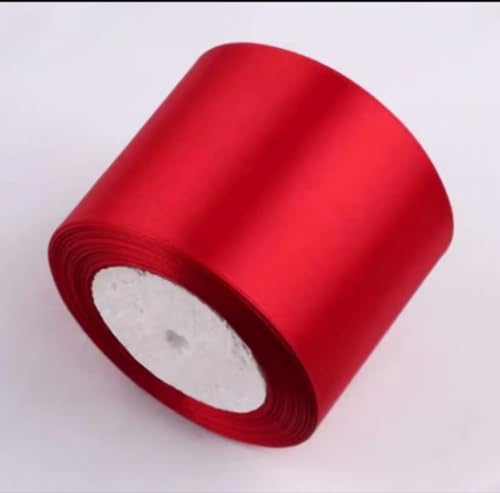 Satinband, 75 mm breit, Satinbandrolle, 22 m Länge, Geschenkband, Bastelband, Schleifen for Geschenkverpackung, Haarschleife, Trimmen, Nähen und andere Bastelprojekte, 1 Rolle(Red) von XEIJAYI