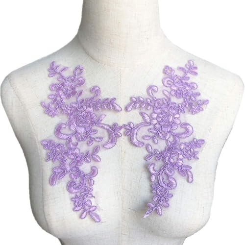 Spitzenapplikation, 2 Stück, Stickerei, Blumen-Spitzenapplikation, Netzbesatz, Nähstoffmotiv, Hochzeitskleid, Brautschmuck, DIY-Handwerk(Purple) von XEIJAYI