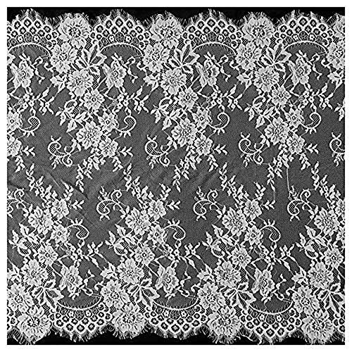 Spitzenapplikation, Chantilly-Spitze, Blumenmuster, Stoff mit Jakobsmuschelbesatz, Applikation for Kleidung, Vorhänge, Schwarz/Cremeweiß, 300 x 72 cm(White) von XEIJAYI