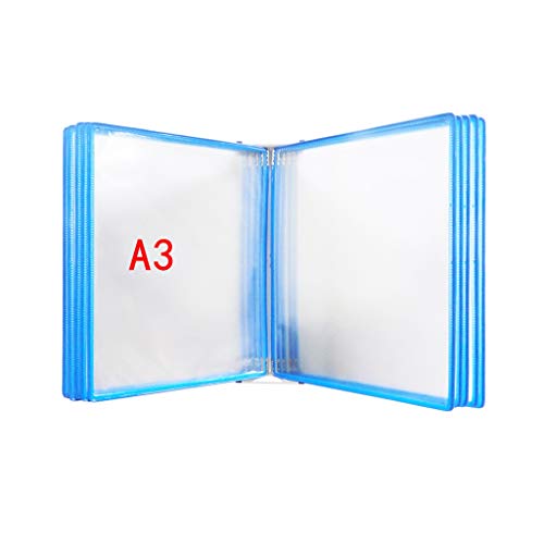 Wandmontierter Aktenordner, wandmontierter Aktenhalter, hängender Wandakten-Organizer, Dokumentenhalter A3 mit 10 Feldern und 20 Taschen (PVC + Metall), 45 x 32 x 8 cm(Blue) von XEIJAYI