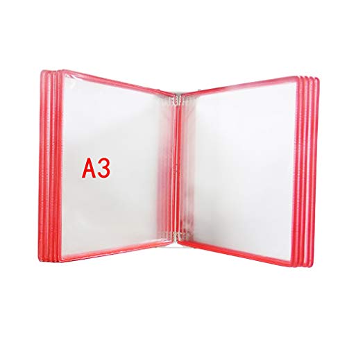 Wandmontierter Aktenordner, wandmontierter Aktenhalter, hängender Wandakten-Organizer, Dokumentenhalter A3 mit 10 Feldern und 20 Taschen (PVC + Metall), 45 x 32 x 8 cm(Red) von XEIJAYI