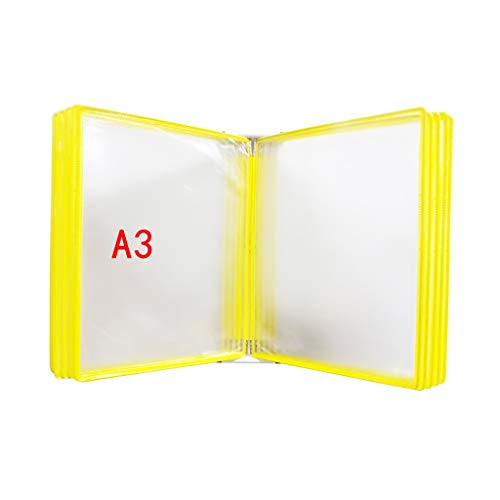 Wandmontierter Aktenordner, wandmontierter Aktenhalter, hängender Wandakten-Organizer, Dokumentenhalter A3 mit 10 Feldern und 20 Taschen (PVC + Metall), 45 x 32 x 8 cm(Yellow) von XEIJAYI