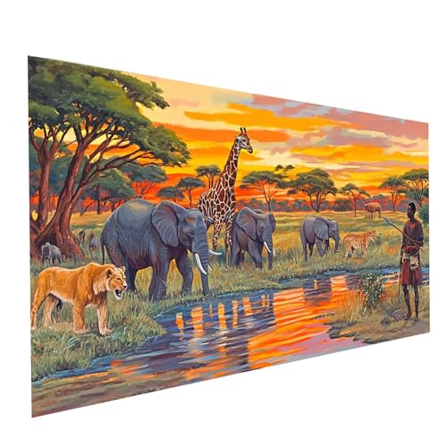 5D Diamond Painting Erwachsene Afrika Runden Volldiamant Malen Nach Zahlen Tier, Diamant Strasssteine DIY Set mit Diamond Painting Zubehör, Bastelset Erwachsene für Zimmer Deko 60 x 30cm Model-03570 5D Diamond Painting Erwachsene Afrika Runden Volldiamant Malen Nach Zahlen Tier, Diamant Strasssteine DIY Set mit Diamond Painting Zubehör, Bastelset Erwachsene für Zimmer Deko 60 x 30cm Model-03570 von XELIETOO