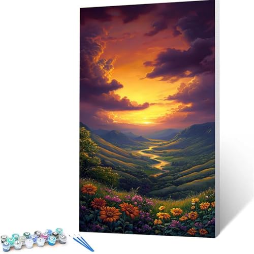 Blume Malen Nach Zahlen Kinder ab 5 6 7 8 9 10 Jahre Mädchen, (90x180 cm ) Paint by Numbers Adult Kinder Landschaft Anfänger mit Leinwand Pinseln Acrylpigment Geschenke für Frauen Zimmer Deko R/1-1 von XELIETOO