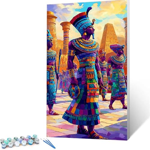 Malen Nach Zahlen Erwachsene Ägypten, Malen Nach Zahlen ab 7 jahre Mädchen Stadt, Diy set Erwachsene mit 3 Arten Pinsel Acrylfarben Set und Leinwand 80x160cm, Paint by Numbers für Deko Wohnzimmer 7582 von XELIETOO