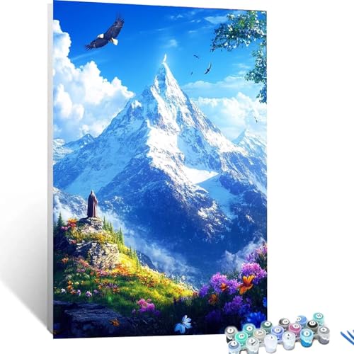 Malen Nach Zahlen Erwachsene Adler, Malen Nach Zahlen Kinder Blume, DIY Handgemaltes Ölgemälde Set für Anfänger, Bastelset Erwachsene Paint by Numbers, Geschenke für Frauen, Zimmer Deko 70x95cm 2767 von XELIETOO