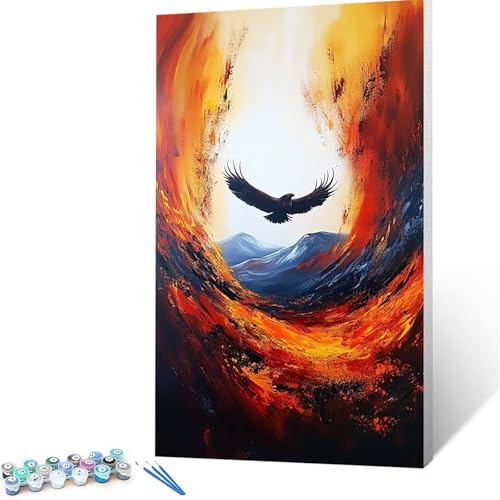 Malen Nach Zahlen Erwachsene Adler, Malen Nach Zahlen ab 7 jahre Mädchen Abstrakt, Diy Set Erwachsene mit 3 Arten Pinsel Acrylfarben Set und Leinwand (50x100 cm),Paint by Numbers,Deko Wohnzimmer 1818 von XELIETOO