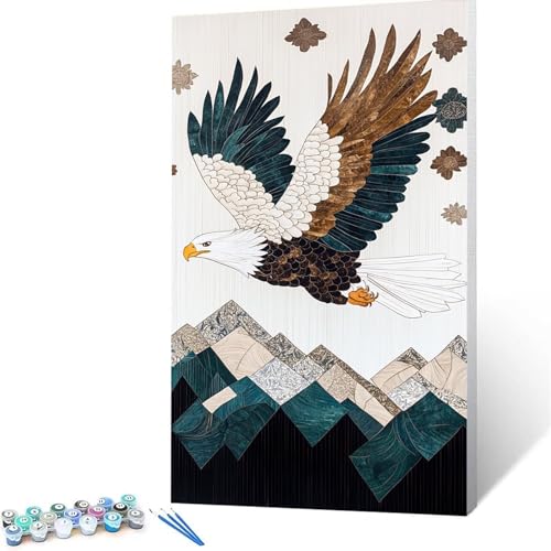 Malen Nach Zahlen Erwachsene Adler, Malen Nach Zahlen ab 7 jahre Mädchen Berg, Diy set Erwachsene mit 3 Arten Pinsel Acrylfarben Set und Leinwand 80x160cm, Paint by Numbers für Deko Wohnzimmer 2835 von XELIETOO